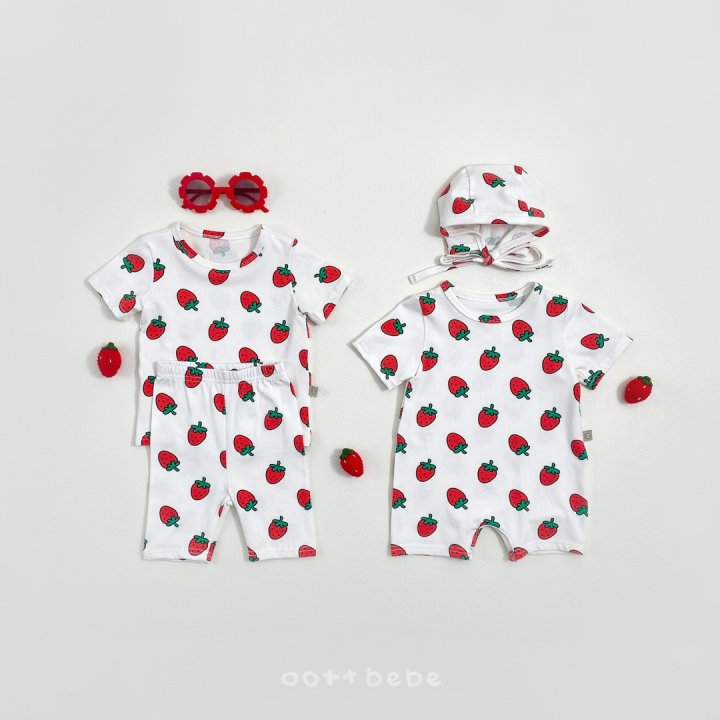 Oott Bebe - Korean Baby Fashion - #babyfashion - Strawberry Full Bodysuit - 4