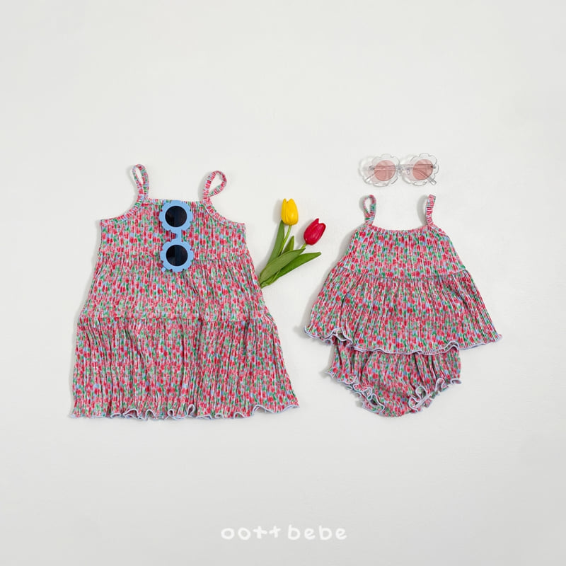 Oott Bebe - Korean Baby Fashion - #babyfever - Daisy Pleated One-piece - 5