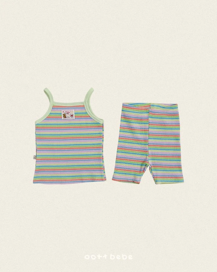 Oott Bebe - Korean Baby Fashion - #babyfever - Rainbow Strap Sleeveless Set - 11
