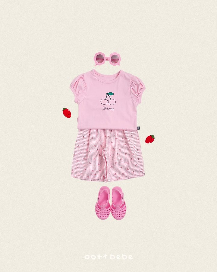 Oott Bebe - Korean Baby Fashion - #babyfever - Cherry Puff Tee - 3