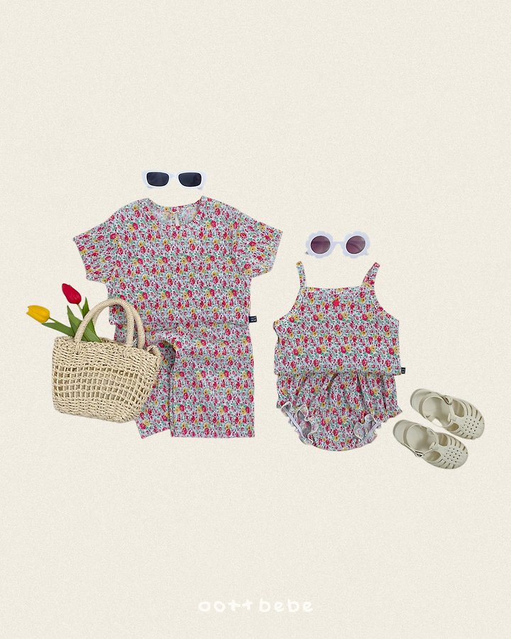 Oott Bebe - Korean Baby Fashion - #babygirlfashion - Flower Pleats Sleeveless Bloomer - 11