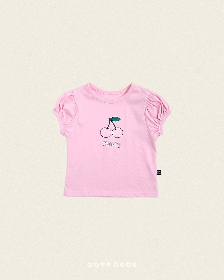Oott Bebe - Korean Baby Fashion - #babyfever - Cherry Puff Tee - 4