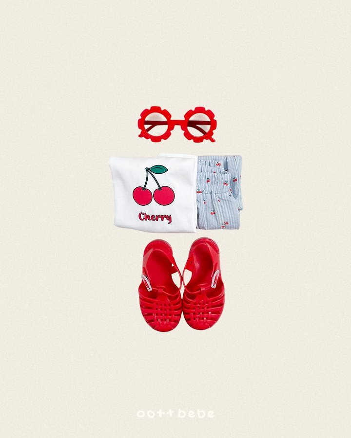 Oott Bebe - Korean Baby Fashion - #babyoninstagram - Cherry Stripe Pants - 7