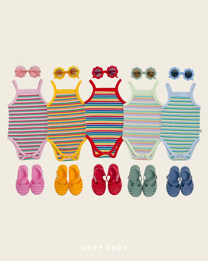 Oott Bebe - Korean Baby Fashion - #babyootd - Rainbow Sleeveless Suit
