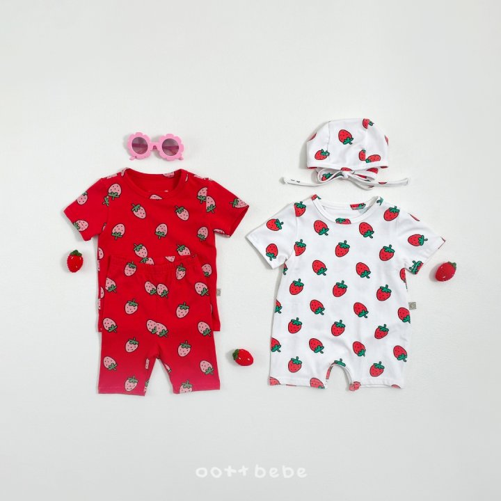 Oott Bebe - Korean Baby Fashion - #babyoutfit - Strawberry Full Bodysuit - 10