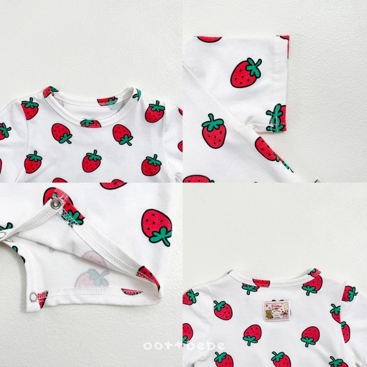 Oott Bebe - Korean Baby Fashion - #babyoutfit - Strawberry Full Bodysuit - 9