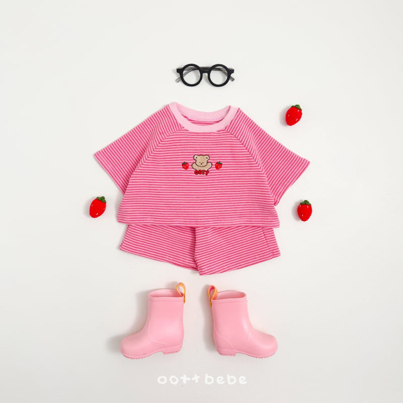 Oott Bebe - Korean Baby Fashion - #babyoutfit - Strawberry Choco Set - 2