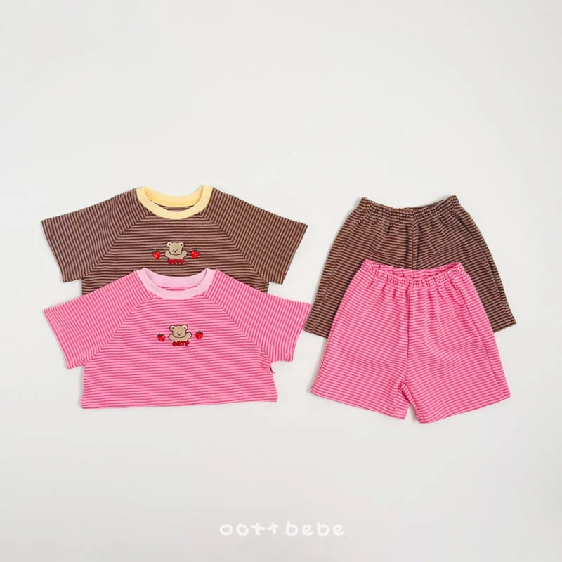 Oott Bebe - Korean Baby Fashion - #babyoutfit - Strawberry Choco Set - 3