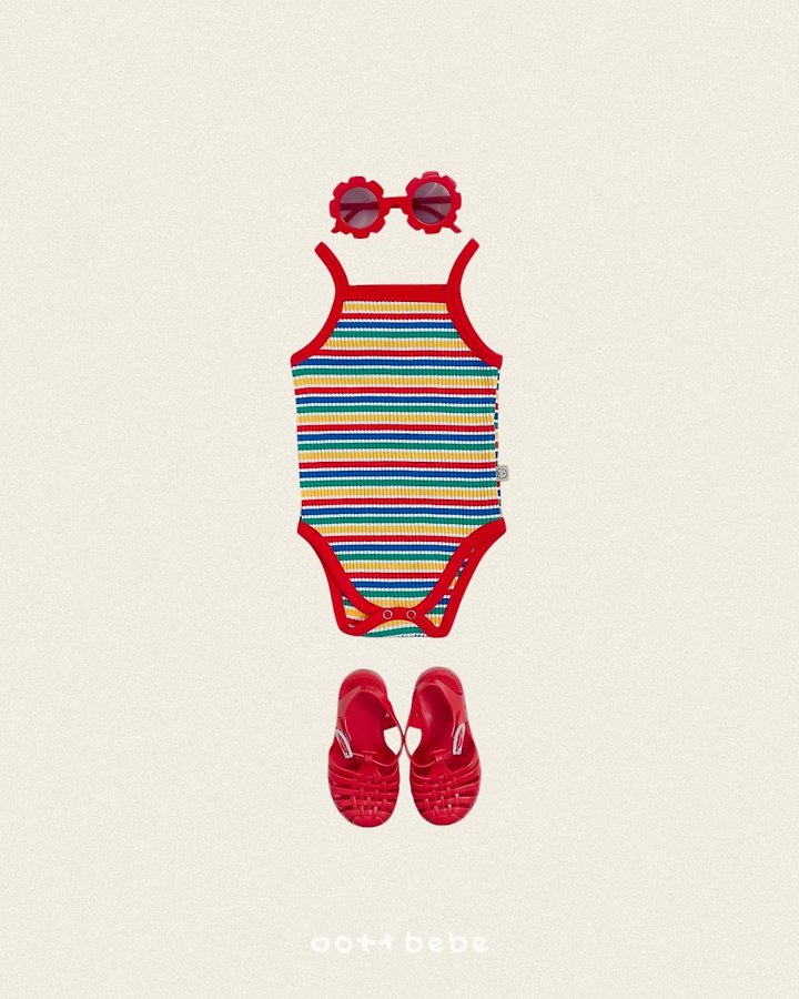 Oott Bebe - Korean Baby Fashion - #babyoutfit - Rainbow Sleeveless Suit - 3