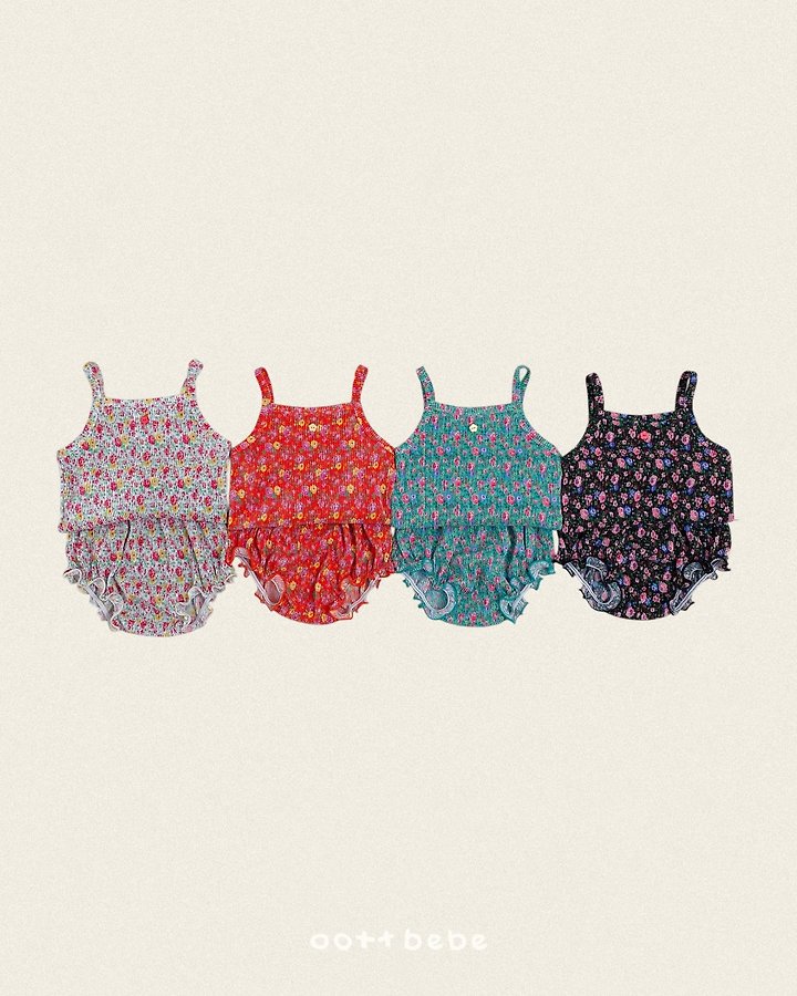 Oott Bebe - Korean Baby Fashion - #babyoutfit - Flower Pleats Sleeveless Bloomer