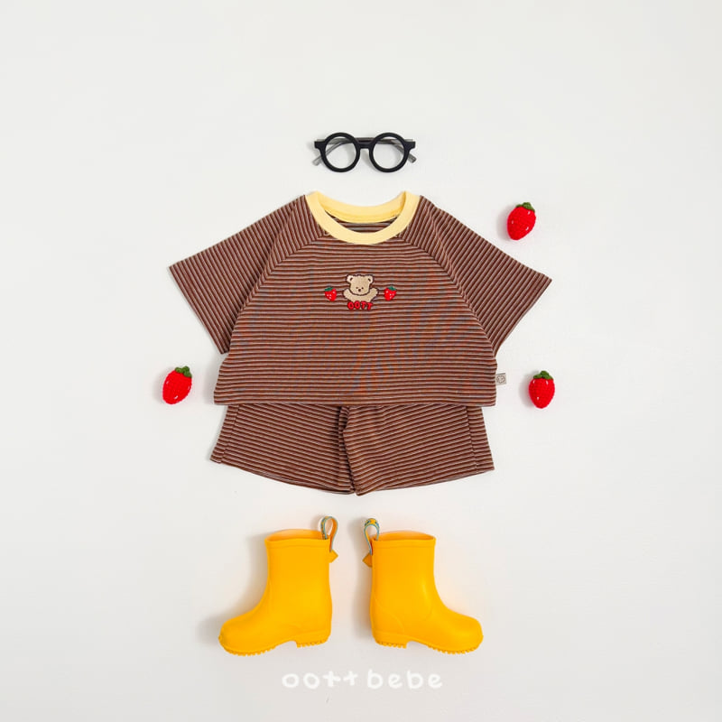 Oott Bebe - Korean Baby Fashion - #babyoutfit - Strawberry Choco Set - 4