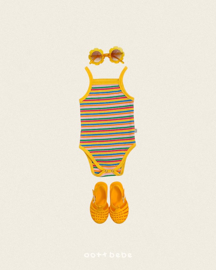 Oott Bebe - Korean Baby Fashion - #babyoutfit - Rainbow Sleeveless Suit - 4