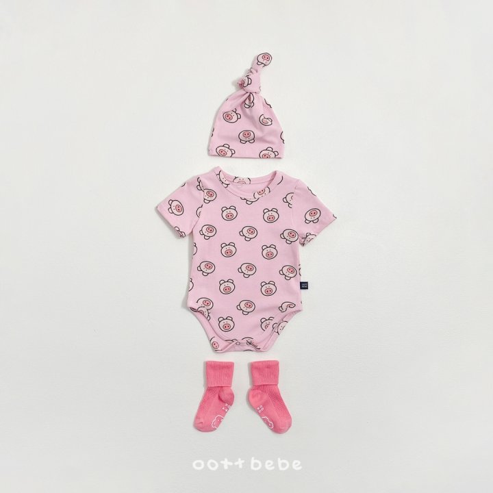 Oott Bebe - Korean Baby Fashion - #onlinebabyboutique - Happy Friends Suit Bonnet Set - 2