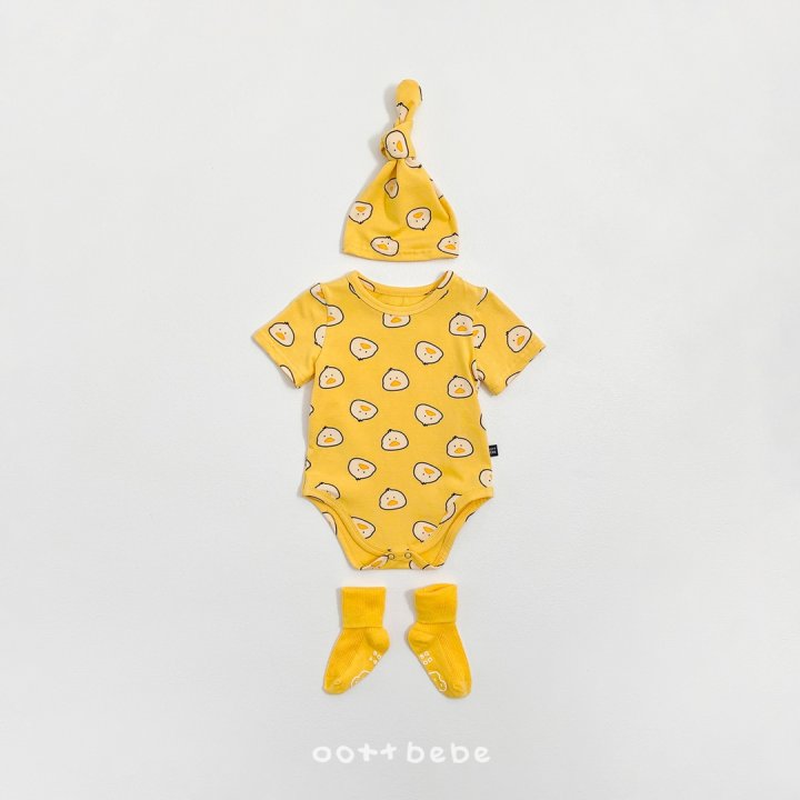 Oott Bebe - Korean Baby Fashion - #onlinebabyshop - Happy Friends Suit Bonnet Set - 3