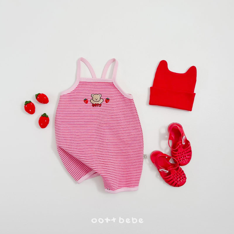 Oott Bebe - Korean Baby Fashion - #onlinebabyshop - Strawberry Choco Suit - 3