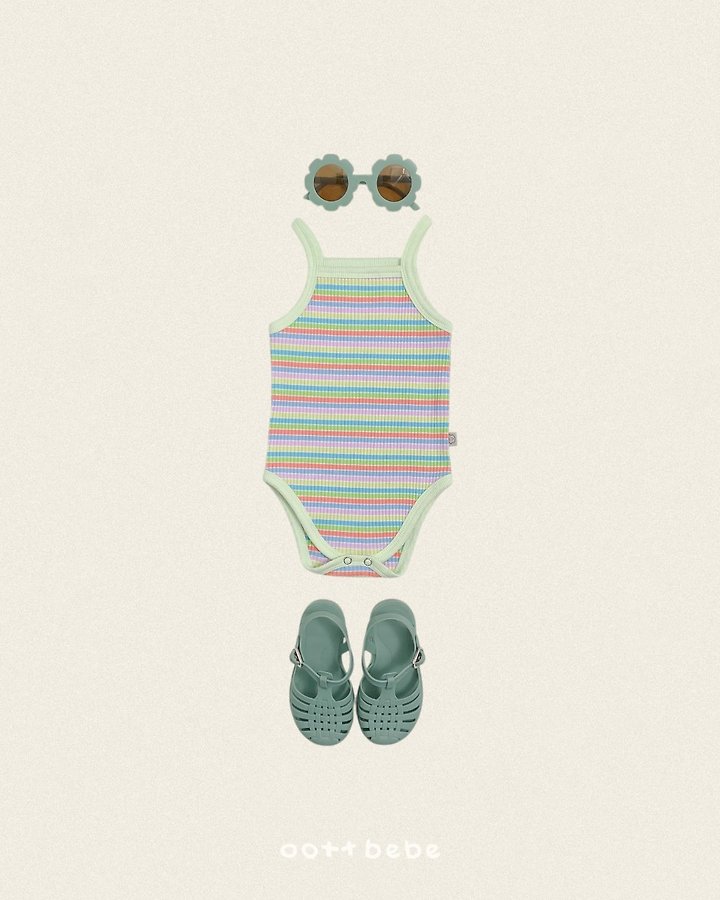Oott Bebe - Korean Baby Fashion - #onlinebabyshop - Rainbow Sleeveless Suit - 6