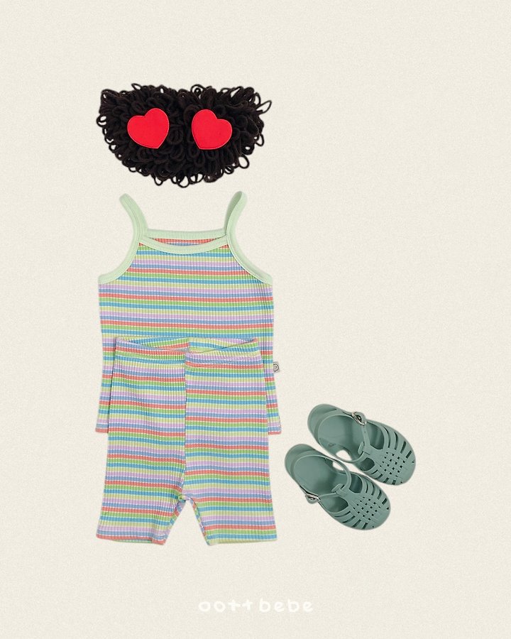 Oott Bebe - Korean Baby Fashion - #onlinebabyshop - Rainbow Strap Sleeveless Set - 5
