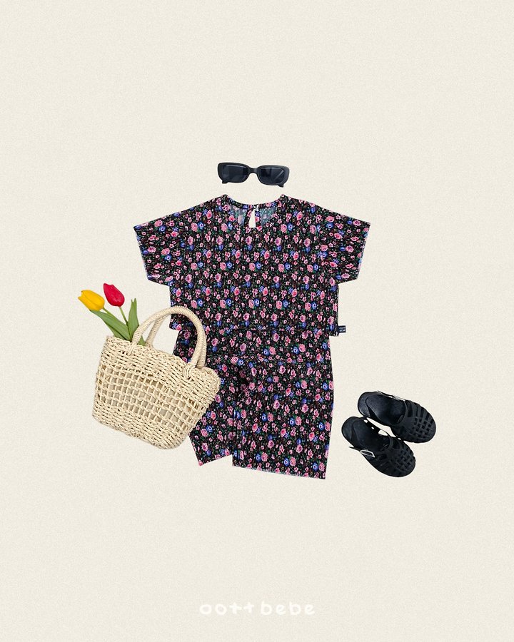 Oott Bebe - Korean Baby Fashion - #onlinebabyshop - Flower Pleats Set - 3