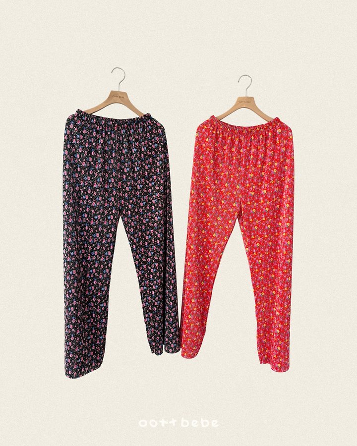 Oott Bebe - Korean Women Fashion - #momslook - Flower Pleats Pants (Mom) - 3