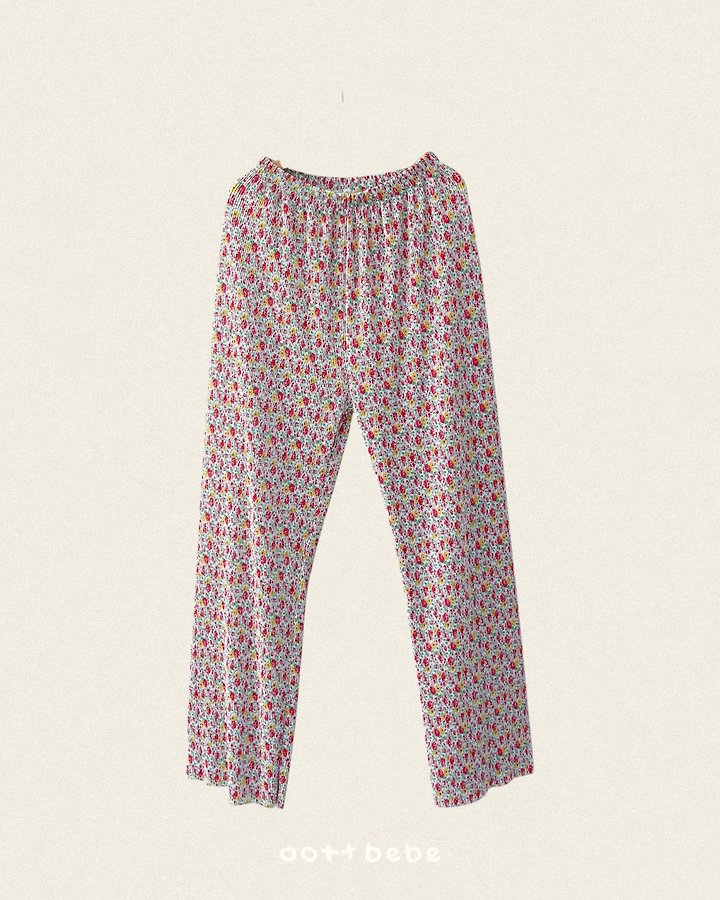 Oott Bebe - Korean Women Fashion - #vintageinspired - Flower Pleats Pants (Mom) - 6