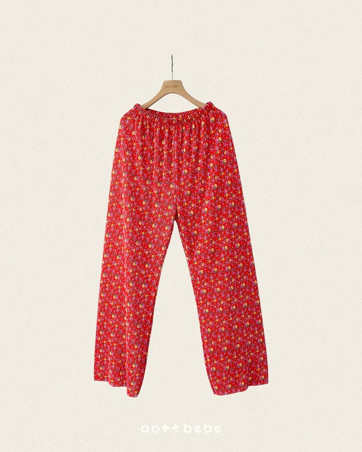 Oott Bebe - Korean Women Fashion - #womensfashion - Flower Pleats Pants (Mom) - 5