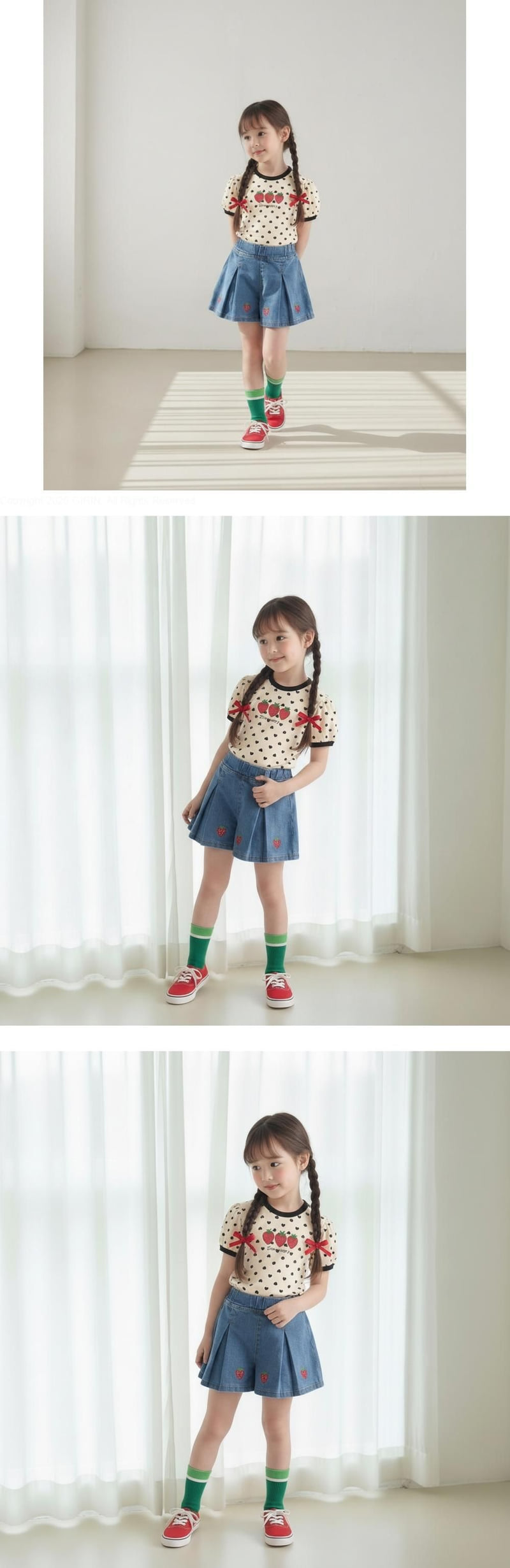 Orange Mom - Korean Children Fashion - #childrensboutique - Strawberry Tee (Heart Ivory)