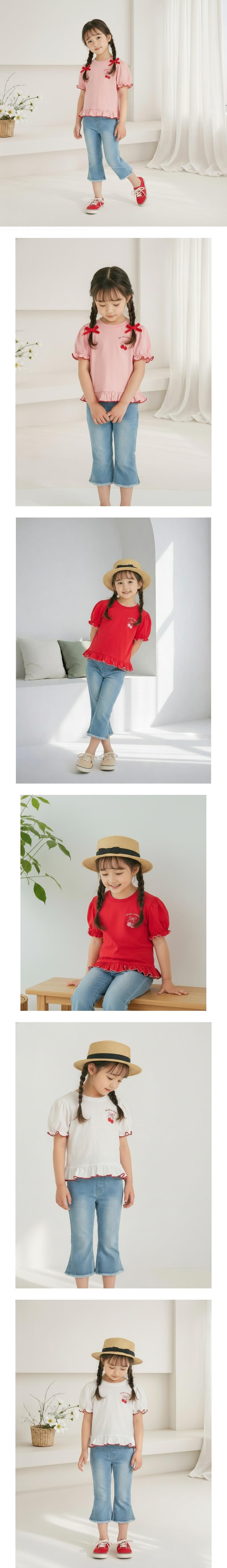 Orange Mom - Korean Children Fashion - #fashionkids - Ribbon Cherry Tee