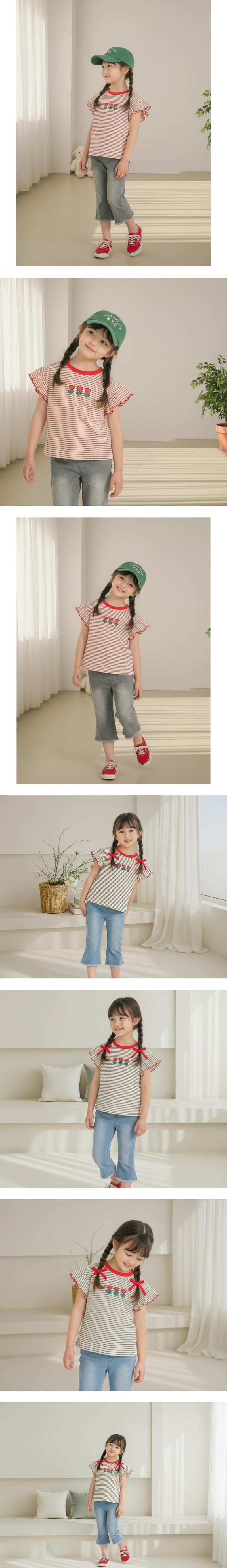 Orange Mom - Korean Children Fashion - #kidsshorts - Heart Tulip Tee