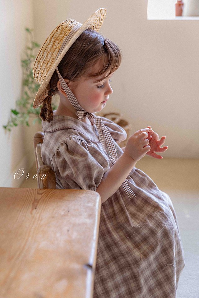Oren - Korean Children Fashion - #discoveringself - Tua Embroidered Check One-Piece - 9