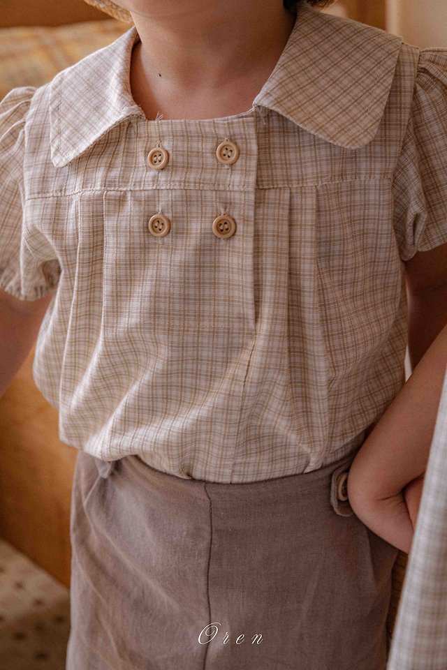 Oren - Korean Children Fashion - #Kfashion4kids - Noah Double Button Set (Beige Check) - 4