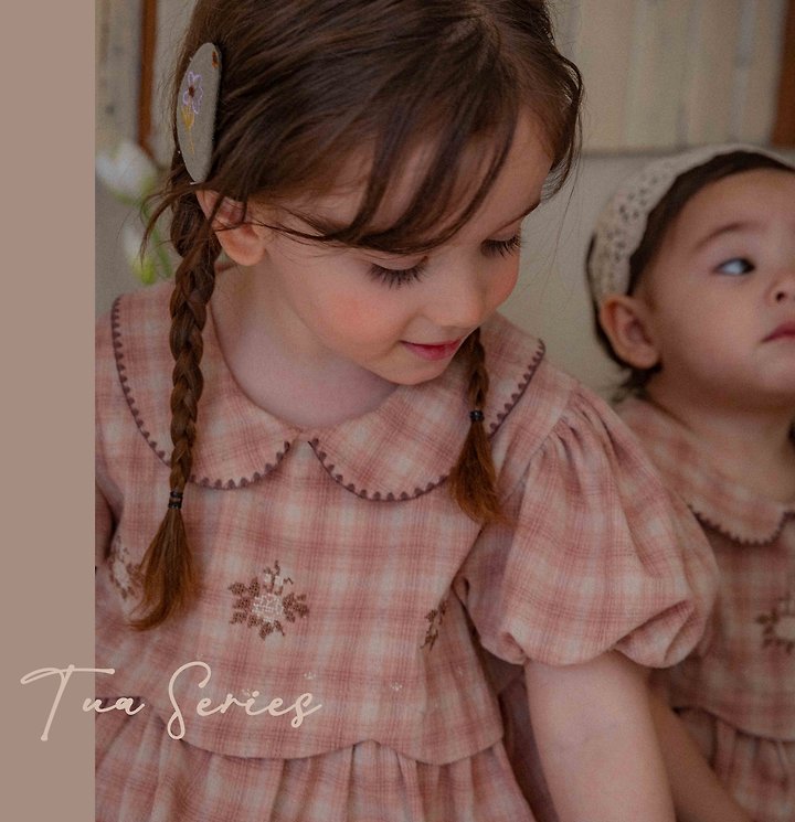 Oren - Korean Children Fashion - #magicofchildhood - Tua Embroidered Check One-Piece - 2