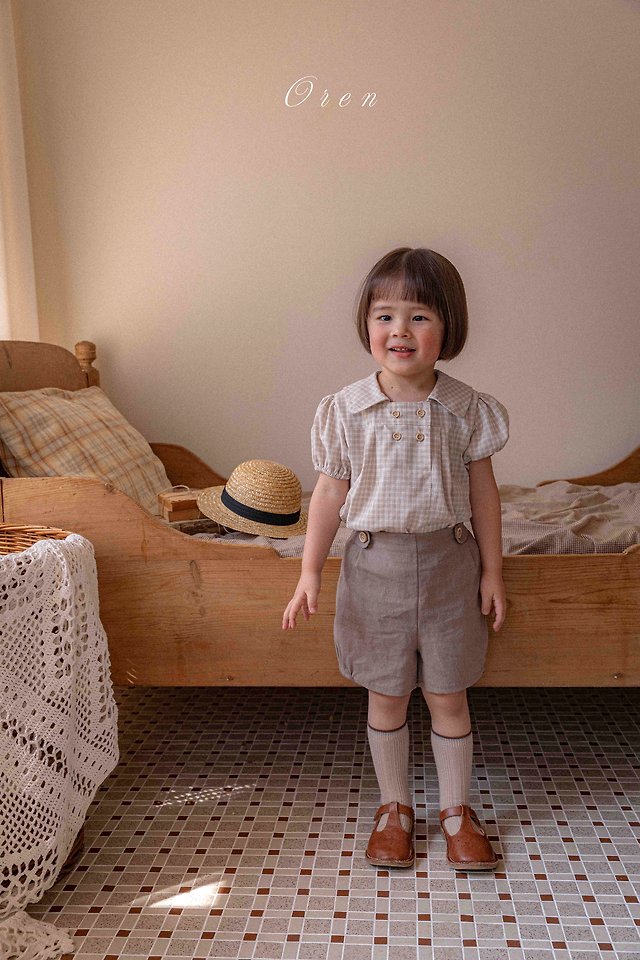 Oren - Korean Children Fashion - #prettylittlegirls - Noah Double Button Set (Beige Check) - 7