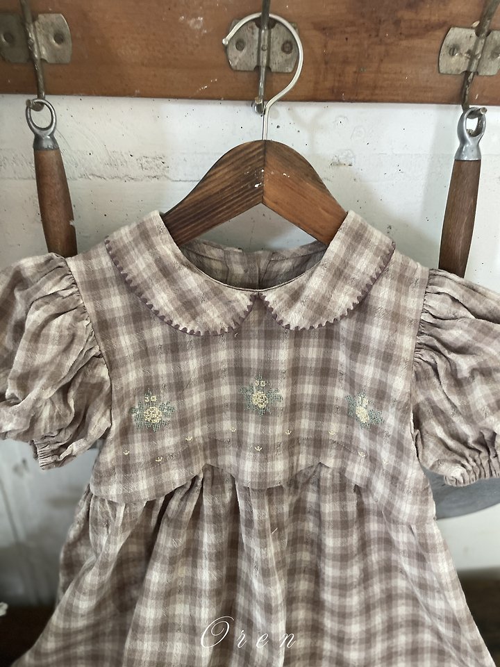 Oren - Korean Children Fashion - #minifashionista - Tua Embroidered Check One-Piece - 4