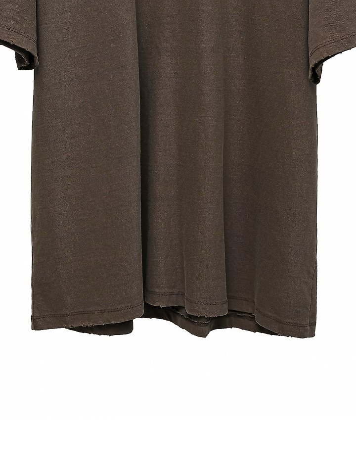 Paper Moon - Korean Women Fashion - #momslook - Mock Neck Ribbed Damage Detail Oversized Pigment Tee - 9