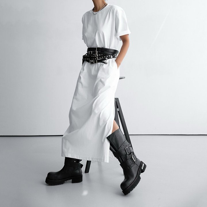 Paper Moon - Korean Women Fashion - #momslook - One Side Slit Detail Oversized Maxi Dress