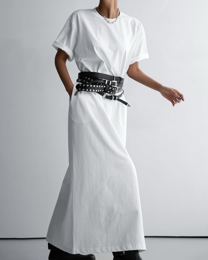 Paper Moon - Korean Women Fashion - #momslook - One Side Slit Detail Oversized Maxi Dress - 3