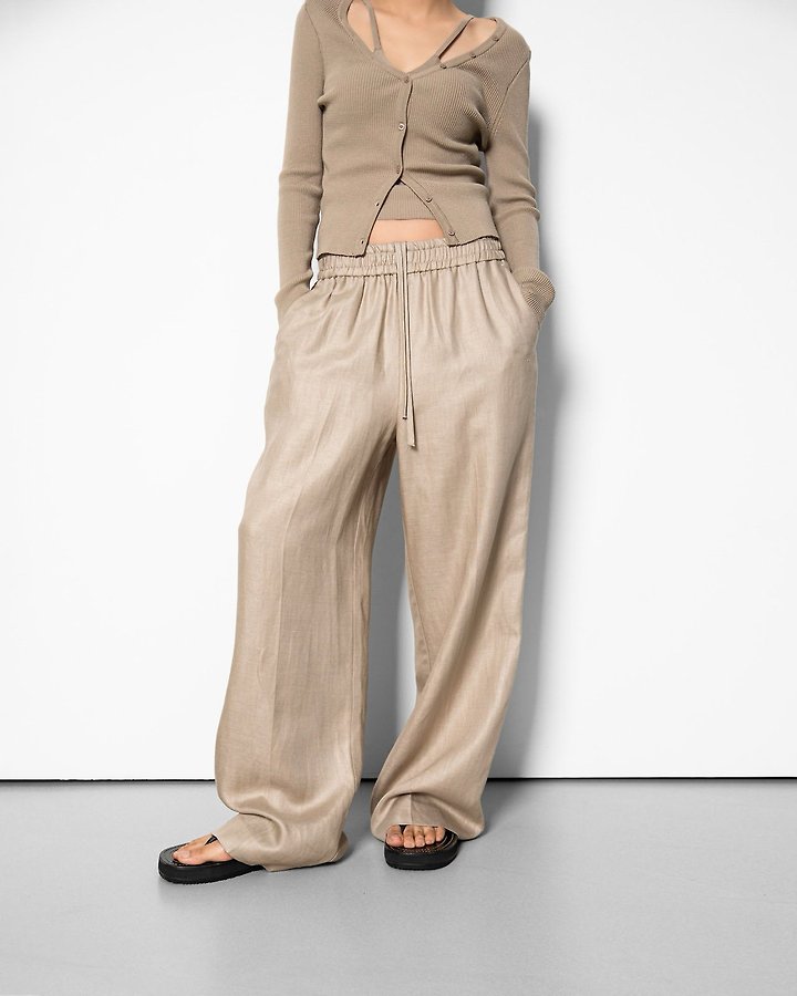 Paper Moon - Korean Women Fashion - #momslook - Linen Drawstring Trousers - 2