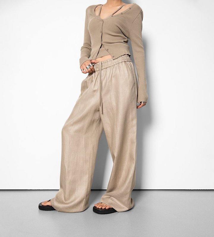 Paper Moon - Korean Women Fashion - #womensfashion - Linen Drawstring Trousers - 4