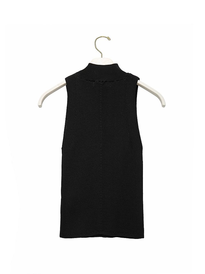 Paper Moon - Korean Women Fashion - #momslook - High Neck Ribbed Sleeveless Cropped Knit Top - 10