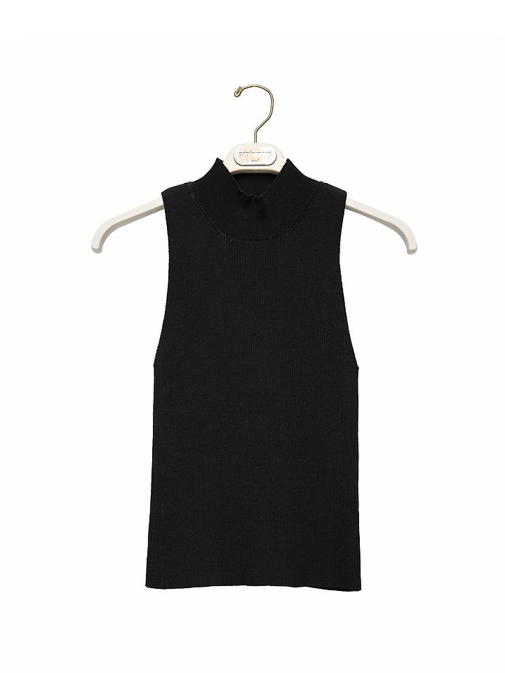 Paper Moon - Korean Women Fashion - #momslook - High Neck Ribbed Sleeveless Cropped Knit Top - 9