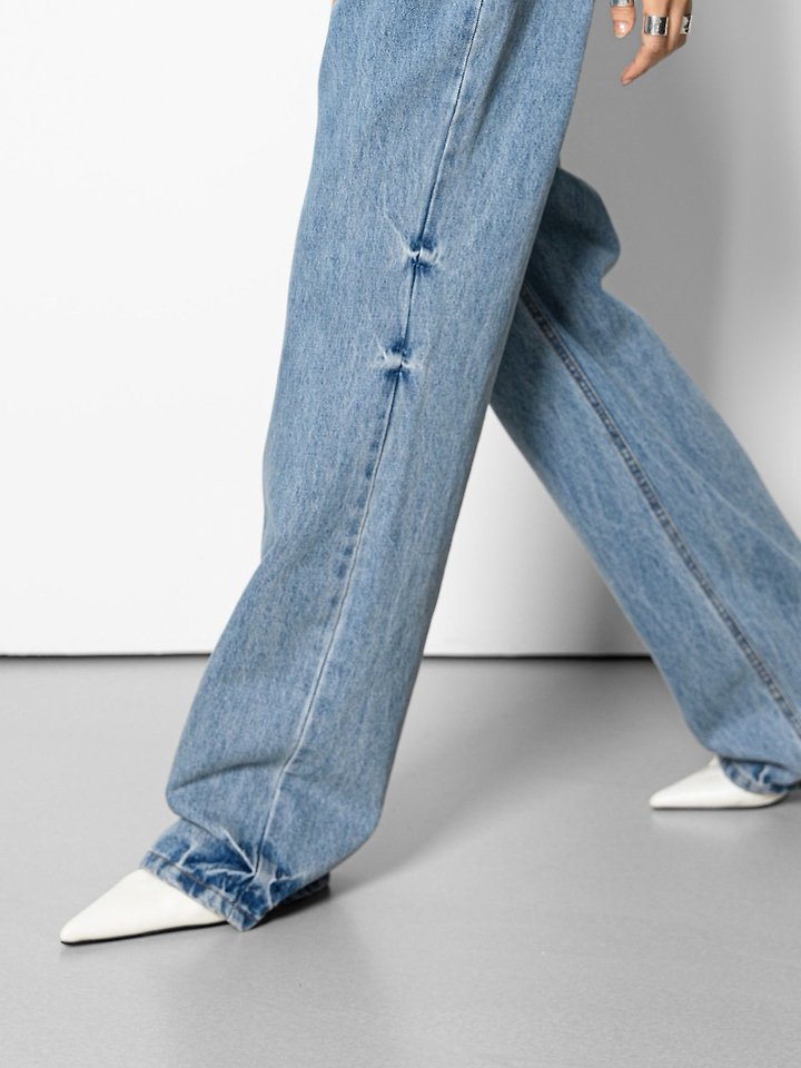 Paper Moon - Korean Women Fashion - #momslook - Classic Domingo Detail Straight Denim Pants - 3