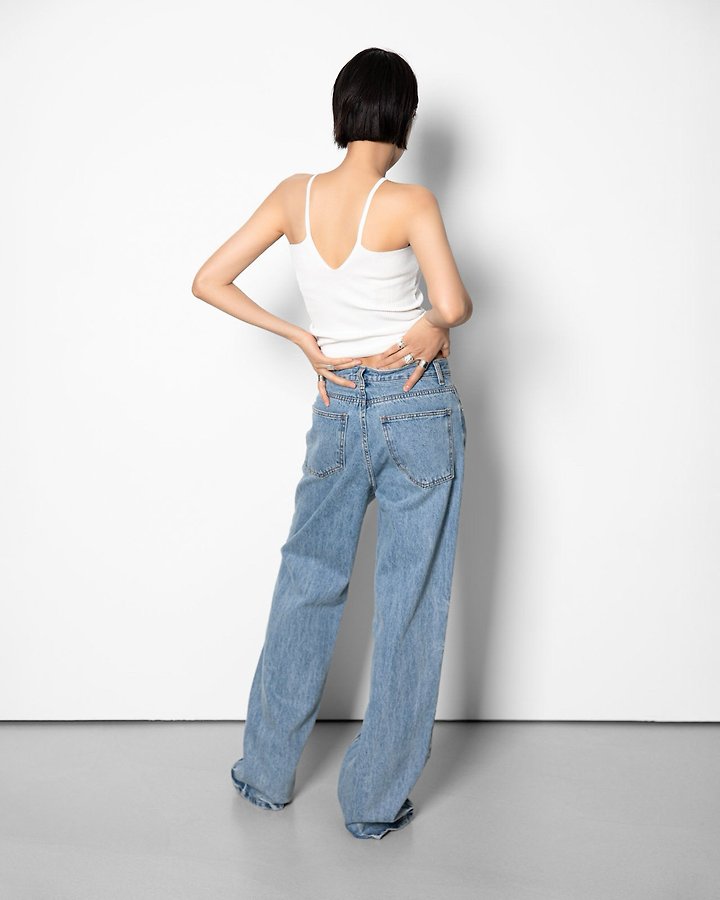 Paper Moon - Korean Women Fashion - #momslook - Classic Domingo Detail Straight Denim Pants - 7