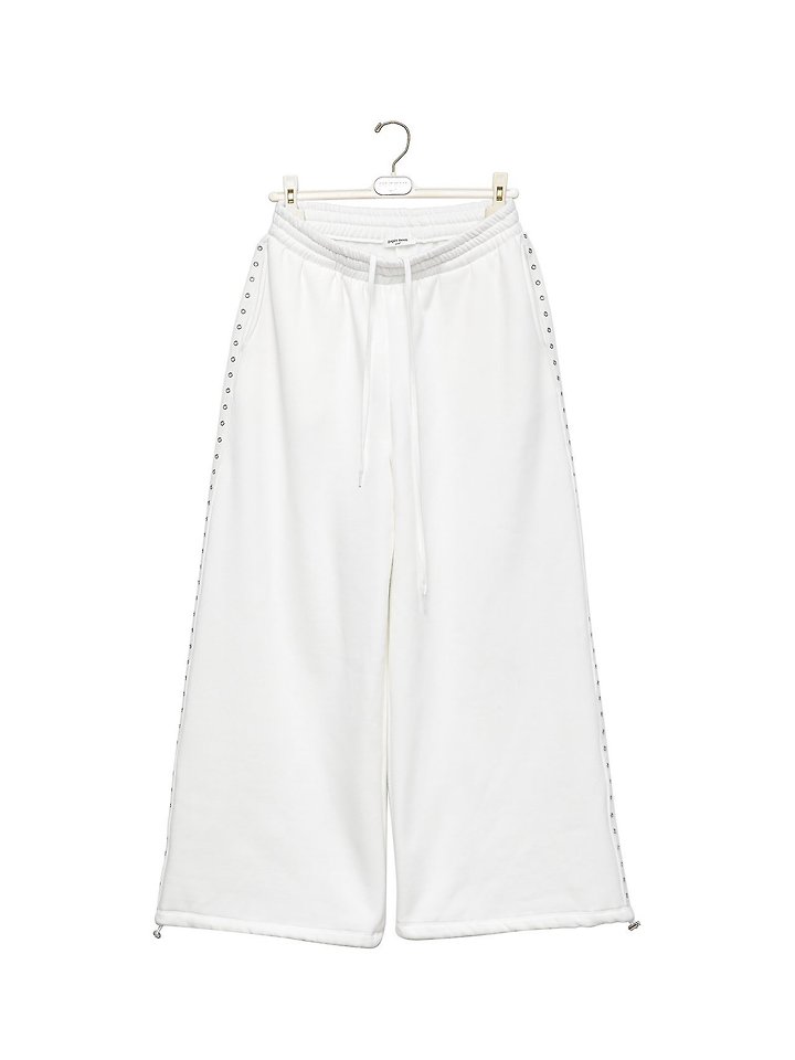 Paper Moon - Korean Women Fashion - #momslook - Oversized Eyelet Line Detail Sweat Wide Trousers - 6