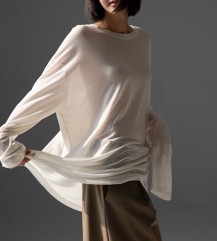 Paper Moon - Korean Women Fashion - #momslook - Classic Oversized Soft Modal Long Sleeved Tee