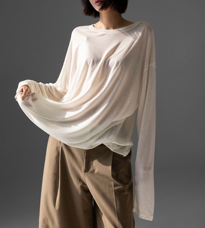 Paper Moon - Korean Women Fashion - #momslook - Classic Oversized Soft Modal Long Sleeved Tee - 5