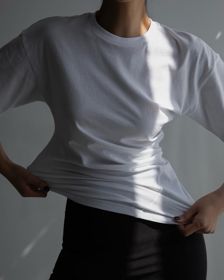 Paper Moon - Korean Women Fashion - #momslook - Twist Draped Side Line Detail Tee - 2