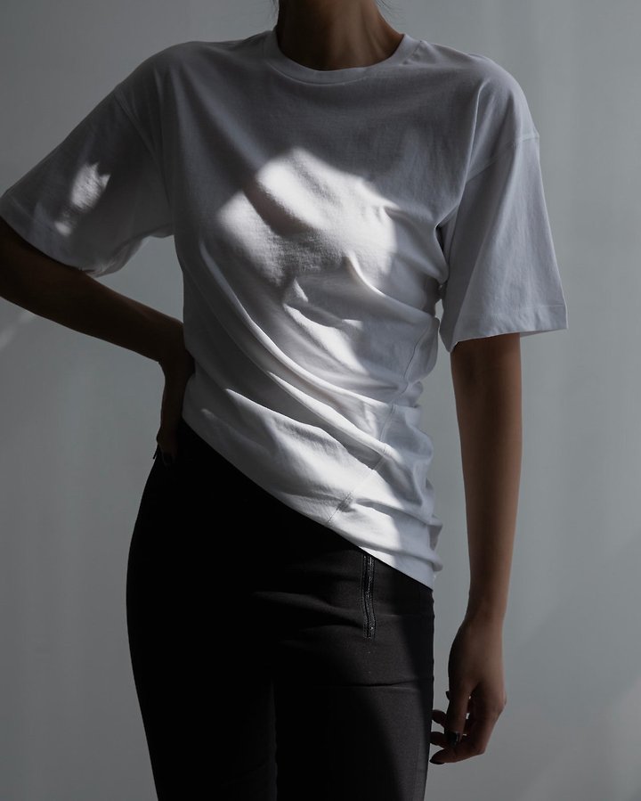 Paper Moon - Korean Women Fashion - #momslook - Twist Draped Side Line Detail Tee - 3