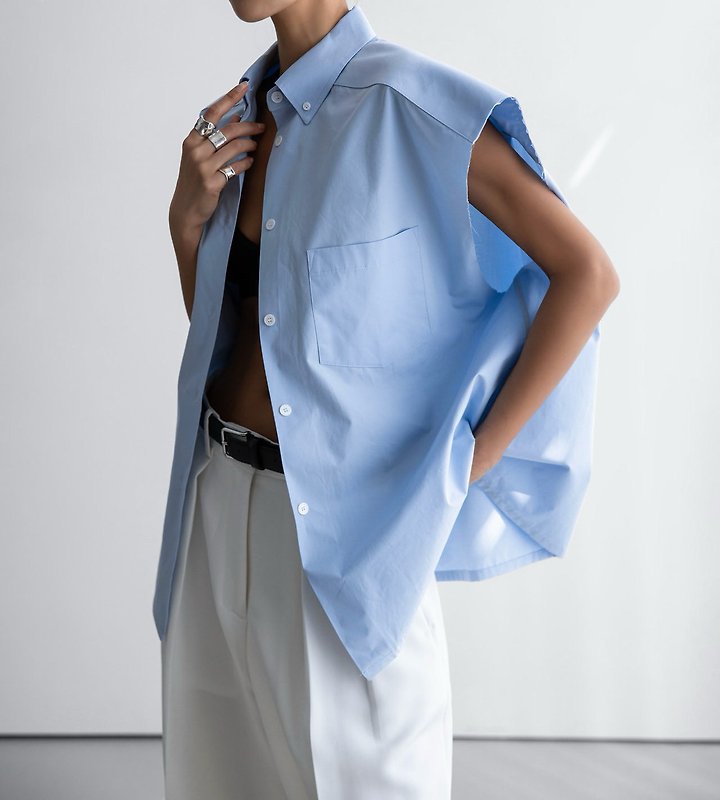 Paper Moon - Korean Women Fashion - #womensfashion - Oversized Square Sleeveless Shirt - 4