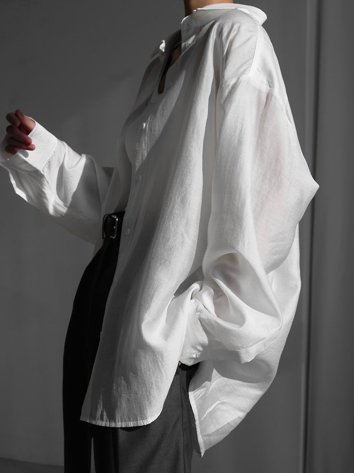 Paper Moon - Korean Women Fashion - #momslook - Sheer Silky Classic Button Down Shirt