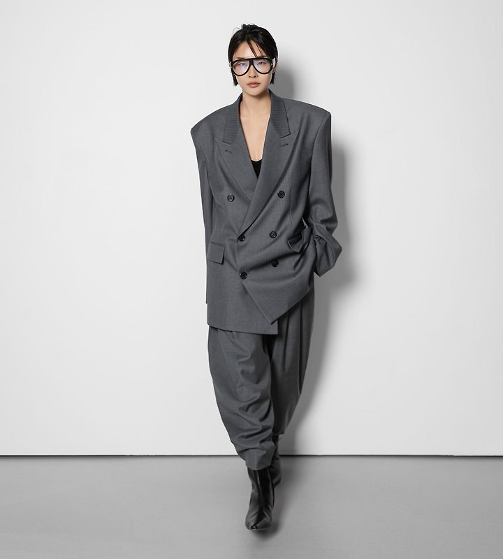 Paper Moon - Korean Women Fashion - #momslook - Classic Peaked Tailored Double Blazer - 9
